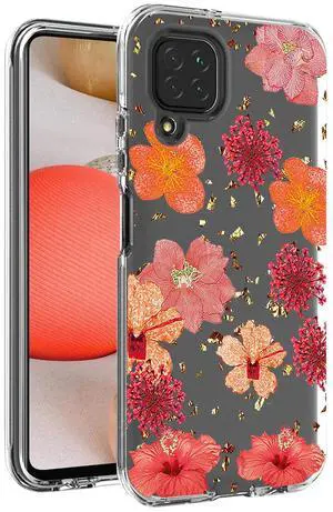 Pressed dried flower Design Phone case for Samsung Galaxy A42 5G In Red