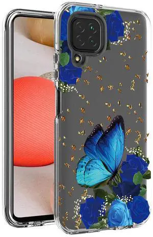 Pressed dried flower Design Phone case for Samsung Galaxy A42 5G In Blue