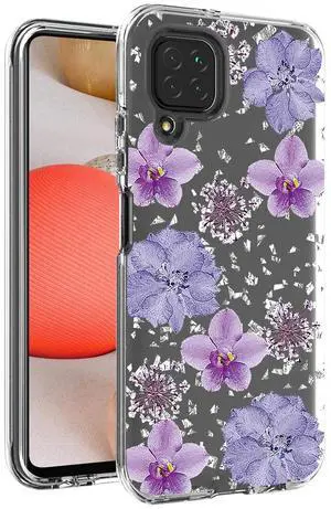 Pressed dried flower Design Phone case for Samsung Galaxy A42 5G In Purple