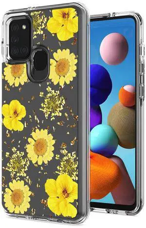 Pressed dried flower Design Phone case for SAMSUNG GALAXY A21S In Yellow
