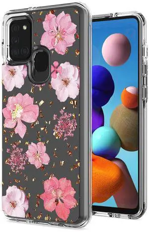 Pressed dried flower Design Phone case for SAMSUNG GALAXY A21S In Pink