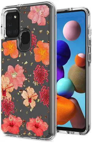 Pressed dried flower Design Phone case for SAMSUNG GALAXY A21S In Red