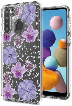 Pressed dried flower Design Phone case for SAMSUNG GALAXY A21 in Purple Pressed dried flower Design Phone case for SAMSUNG GALAXY A21 in Purple