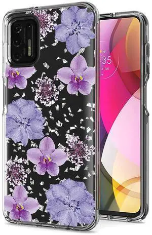 Pressed dried flower Design Phone case for Moto G Stylus 2021 In Purple