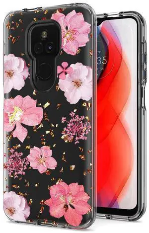 Pressed dried flower Design Phone case for Moto G Play 2021 In Pink