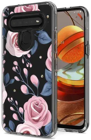 Pressed dried flower Design Phone case for LG k61/K51s/K41s In Rose Gold