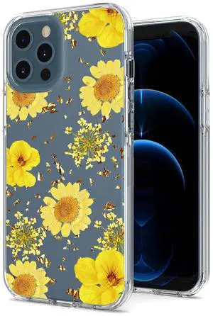 Pressed dried flower Design Phone case for APPLE IPHONE 12 / IPHONE 12 PRO in Yellow