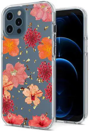 Pressed dried flower Design Phone case for APPLE IPHONE 12 / IPHONE 12 PRO in Red