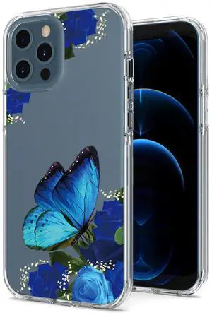 Pressed dried flower Design Phone case for APPLE IPHONE 12 / IPHONE 12 PRO in Blue