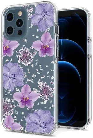 Pressed dried flower Design Phone case for APPLE IPHONE 12 / IPHONE 12 PRO in Purple