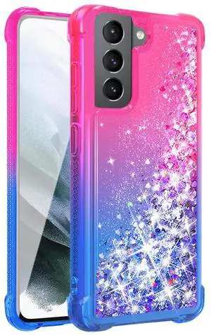 Shiny Flowing Glitter Liquid Bumper Case For Galaxy S21 FE  In Pink