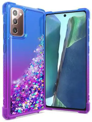 Shiny Flowing Glitter Liquid Bumper Case For SAMSUNG GALAXY NOTE 20 In Blue