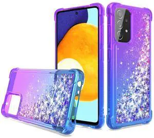 Shiny Flowing Glitter Liquid Bumper Case For Galaxy A52 5G In Purple