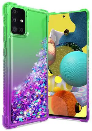 Shiny Flowing Glitter Liquid Bumper Case For SAMSUNG GALAXY A51 5G In Green