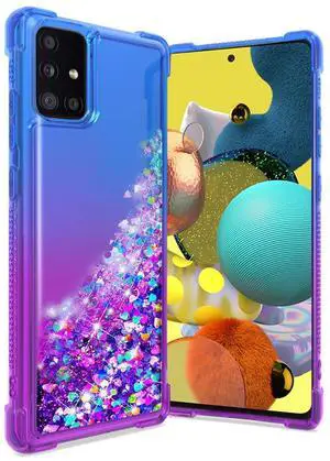 Shiny Flowing Glitter Liquid Bumper Case For SAMSUNG GALAXY A51 5G In Blue