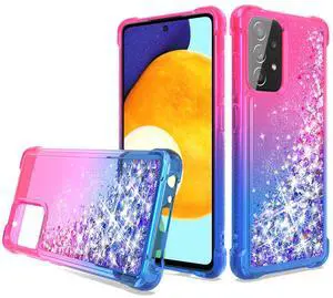 Shiny Flowing Glitter Liquid Bumper Case For Galaxy A52 5G In Pink