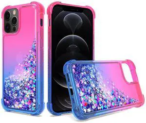 Shiny Flowing Glitter Liquid Bumper Case For APPLE IPHONE 12/IPHONE 12 PRO In Pink