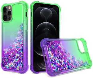 Shiny Flowing Glitter Liquid Bumper Case For APPLE IPHONE 12 PRO MAX In Green Shiny Flowing Glitter Liquid Bumper Case For APPLE IPHONE 12 PRO MAX In Green