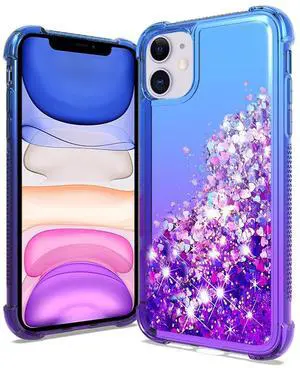Shiny Flowing Glitter Liquid Bumper Case For APPLE IPHONE 11 In Blue