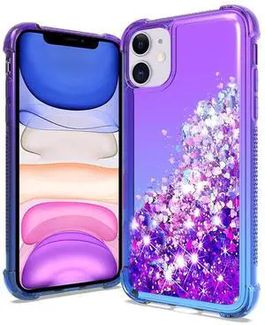 Shiny Flowing Glitter Liquid Bumper Case For APPLE IPHONE 11 In Purple