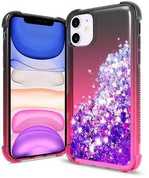 Shiny Flowing Glitter Liquid Bumper Case For APPLE IPHONE 11 In Black