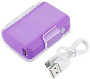 REIKO 4000MAH UNIVERSAL POWER BANK WITH CABLE IN PURPLE