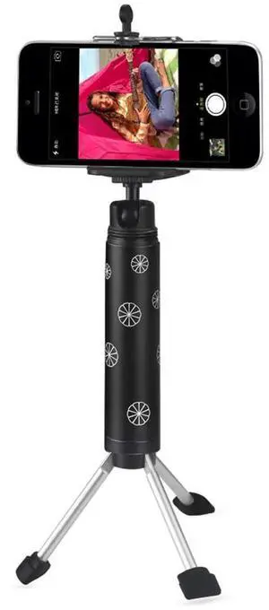 REIKO SELFIE MONOPOD STICK UNIVERSAL TRIPOD MINI PHONE HOLDER IN BLACK