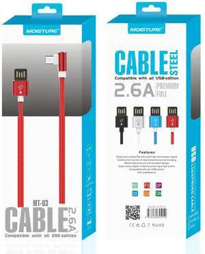 Moisture 2.6A Premium Full Steel USB To Micro Cable In Red