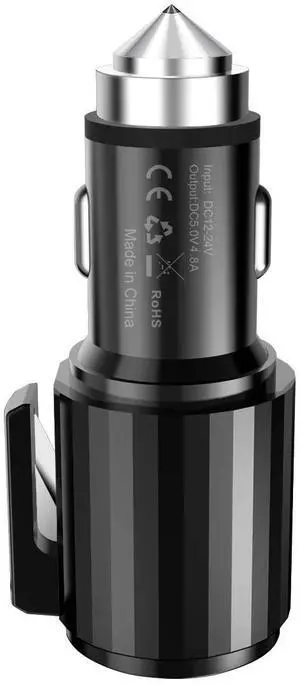 Quick Car Charger, 4.8A Dual USB Fast car charger with Life Guard Charge Technology In Gray