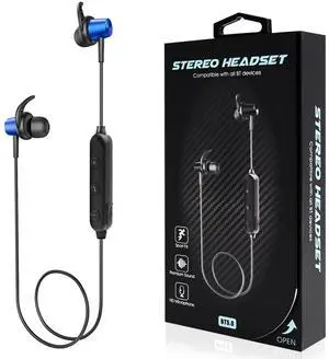 Magnetic Bluetooth Earphone Headset With Mic In Navy