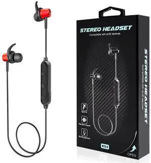 Magnetic Bluetooth Earphone Headset With Mic In Red