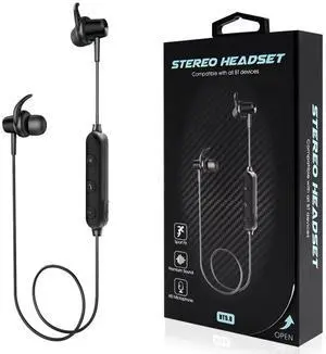 Magnetic Bluetooth Earphone Headset With Mic In Black
