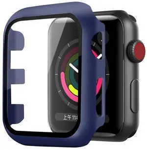 Full Cover tempered glass screen protector with pc case  for Apple Watch 38 mm  In Navy