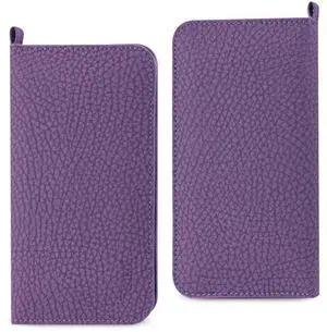 REIKO UNIVERSAL WALLET PHONE CASE IPHONE 6 PLUS/ 6S PLUS/ 7 PLUS/ SAMSUNG GALAXY S8 EDGE WITH SIDE POCKETS AND MAGNETIC FLAP IN PURPLE (6.37X3.21X0.43 INCHES SLIM)