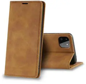 Magnetic wallet  Leather phone case For Samsung Galaxy A22 5G (Brown)