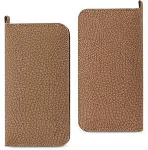 REIKO UNIVERSAL WALLET PHONE CASE IPHONE 6 PLUS/ 6S PLUS/ 7 PLUS/ SAMSUNG GALAXY S8 EDGE WITH SIDE POCKETS AND MAGNETIC FLAP IN BROWN (6.37X3.21X0.43 INCHES SLIM)