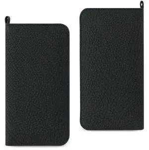 REIKO UNIVERSAL WALLET PHONE CASE IPHONE 6 PLUS/ 6S PLUS/ 7 PLUS/ SAMSUNG GALAXY S8 EDGE WITH SIDE POCKETS AND MAGNETIC FLAP IN BLACK (6.37X3.21X0.43 INCHES SLIM)