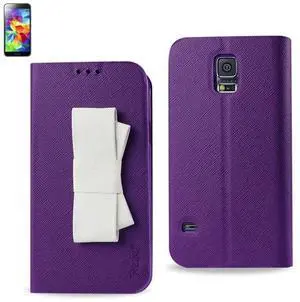 REIKO SAMSUNG GALAXY S5 FOLIO WALLET CASES-PURPLE WHITE