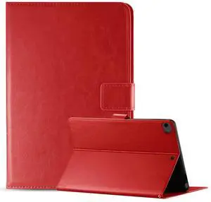 Reiko Leather Folio Cover Protective Case for 8" iPad mini 4/5/6 In Red