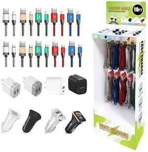 PLASTIC DISPLAY SET(car& travel charger/PD adapter/10ft data cable) Total 108pcs