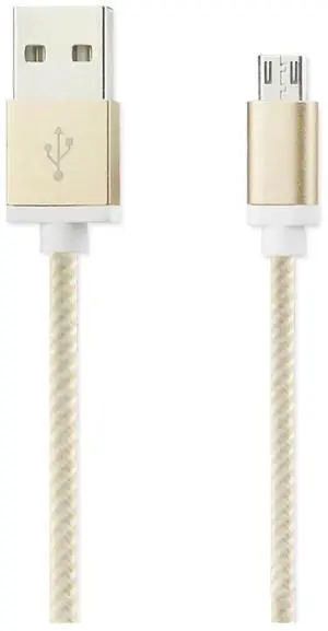 REIKO 3.3FT NYLON BRAIDED MICRO USB CHARGING & SYNC DATA CABLE FOR ANDROID PHONES IN GOLD