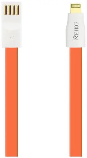 REIKO 8 PIN FLAT MAGNETIC GOLD PLATED USB DATA CABLE 0.7 FOOT IN ORANGE
