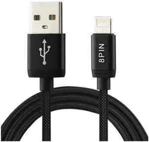 REIKO NYLON BRAIDED REVERSIBLE MICRO USB AND 8-PIN 2-IN-1 CABLE 3.3FT IN BLACK