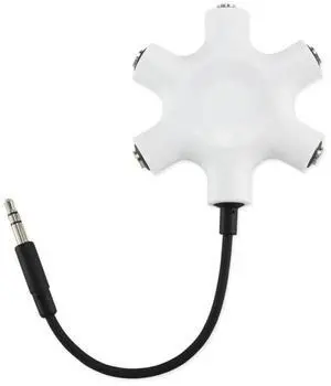 REIKO 6-PORT MULTI headphones SPLITTER WITH 5 INCHES STEREO JECK ADAPTER IN WHITE