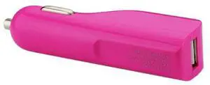 REIKO MICRO USB 1 AMP CAR CHARGER IN HOT PINK
