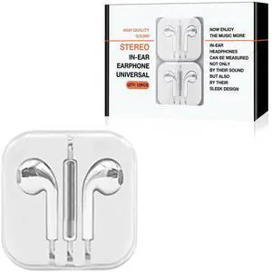 3.5mm Circular Earbuds with Mic and Volume Control In Silver (12pcs)