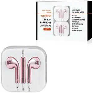 3.5mm Circular Earbuds with Mic and Volume Control In Rose Gold (12pcs)
