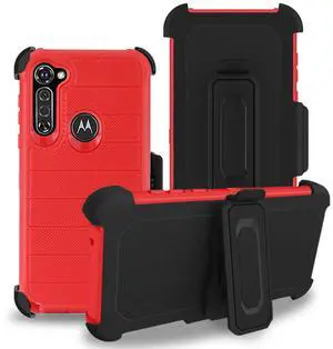 MOTO G STYLUS 3-In-1 Hybrid Heavy Duty Holster Combo Case In Red