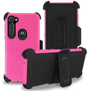 MOTO G STYLUS 3-In-1 Hybrid Heavy Duty Holster Combo Case In Hot PINK