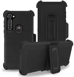 MOTO G STYLUS 3-In-1 Hybrid Heavy Duty Holster Combo Case In Black